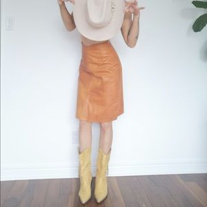 Vintage leather skirt, High waisted leather skirt